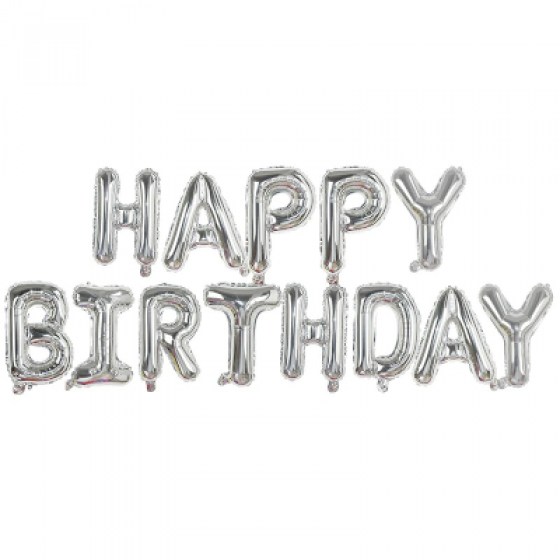 Baloni Happy Birthday srebrni