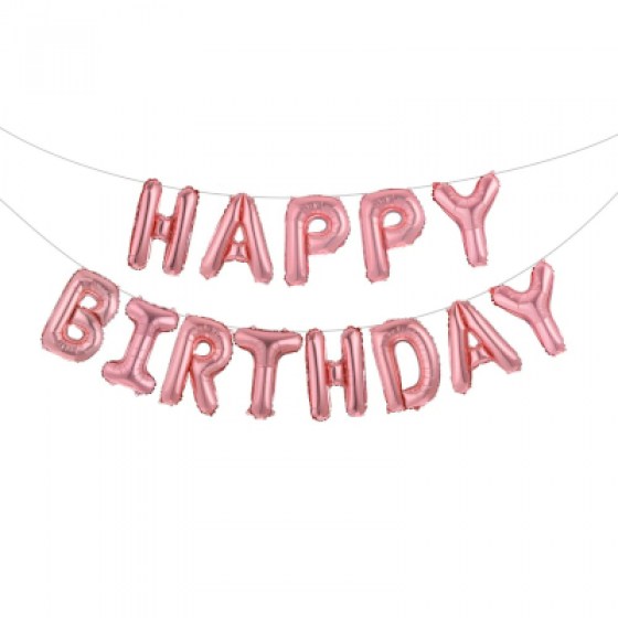 Baloni Happy Birthday rose gold