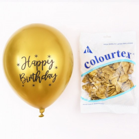 Baloni metalik zlatni Happy Birthday